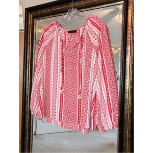 Sanctuary Coral Blouse Vibrant Pattern & Tassels